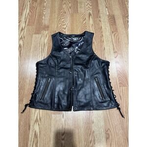 Xelement Advanced Motorcycle Gear XL Black Leather Vest Pockets used
